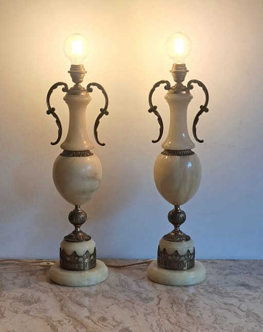 2 vintage lampvoeten van Albaster werkend
