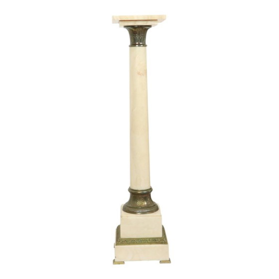 Image 1 of Piédestal de colonne antique en marbre et bronze