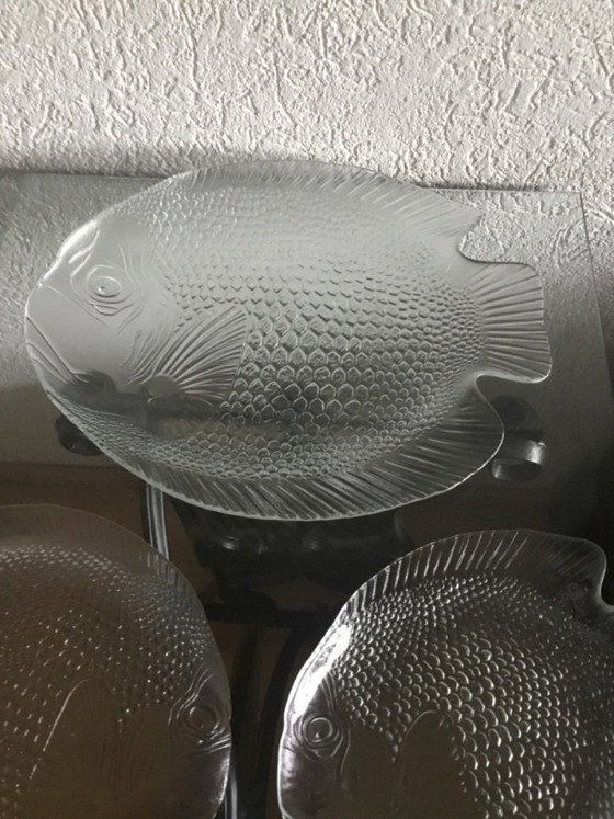 Transparent Glass Fish Dish Set, Arcoroc France, Table accessories, Vintage (photo 3 of 7)