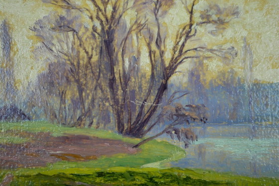 Image 1 of Henri ROSIER, Ponds of Ville d'Avray. Framed oil on paper.