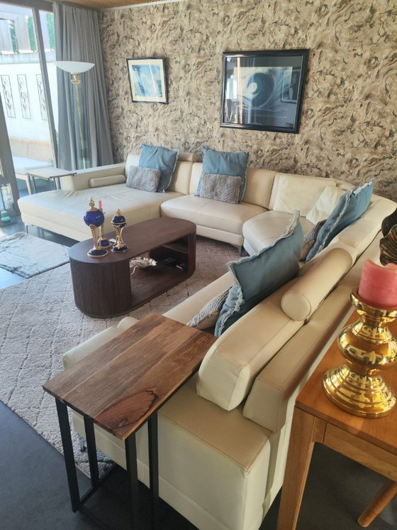 Image 1 of Lederen hoeksalon - 10-zit met ligbed