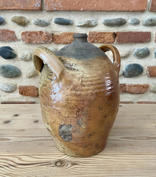 Antique French Stoneware Jar With Handles – 19th / Early 20th Century – decoratieve objecten, Other (photo 2 of 7)