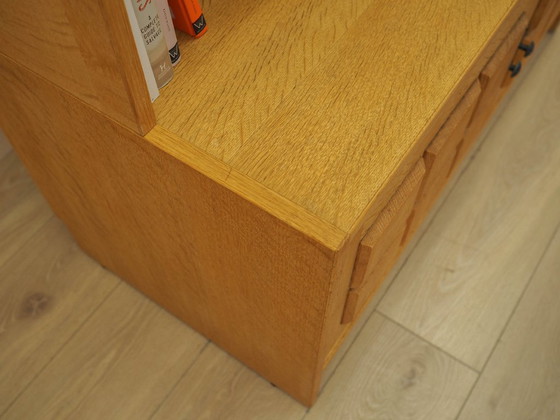 Danish Oak Bookcase by Henning Kjærnulf with Glass Doors and Geometric Panels, 1960s – Wood (photo 11 of 21)