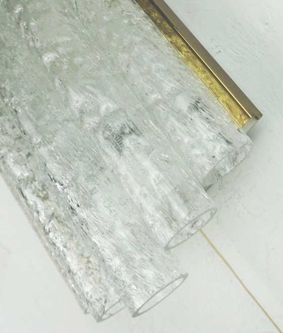 Image 1 of no. 2/2 - doria mid century WALL LAMP sconce with 5 glass tubes 1960s ice glass lamp - 2 available