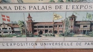 Image 1 of Litografia JE Goossens Panorama dei palazzi dell'Esposizione Universale di Parigi, 1878
