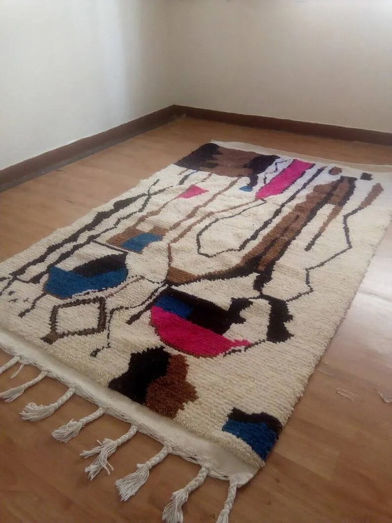 Tappeto berbero di design - tocco marrone - tappeto marocchino fatto a mano - 247x152 cm – Tappeti, Wool (photo 6 of 9)