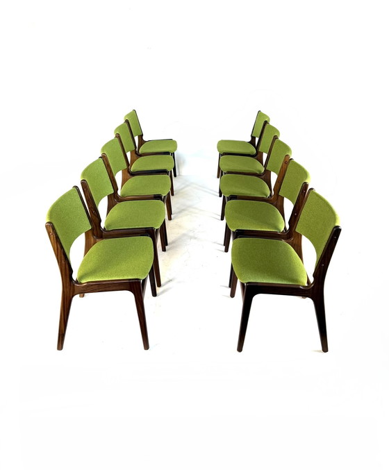 Image 1 of 10x gerestaureerde eetkamerstoel model 89, Erik Buch ‘60