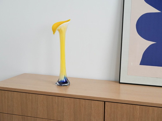 Image 1 of Yellow vase, Murano glass, Italian design, 1970s, made in Italy