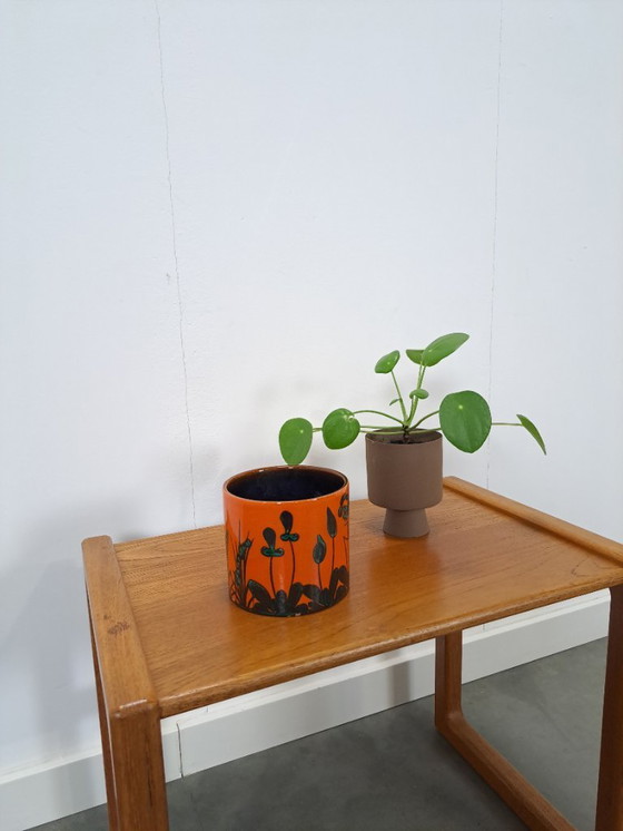 Image 1 of Pot de fleurs en céramique orange, Allemagne de l'Ouest, n° 1