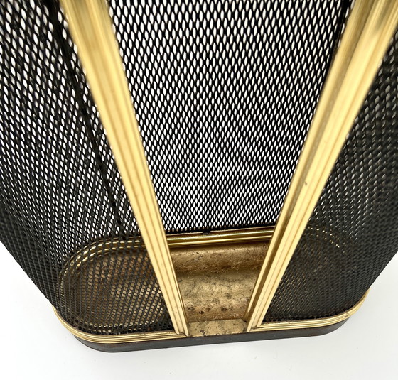 Image 1 of Elegante porta legna/porta giornali – rete metallica con cornice in ottone