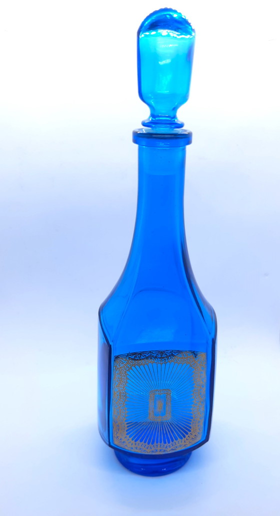 Image 1 of Set of 2 pieces Cobalt blue Carafes / Decanters - Made in Belgium