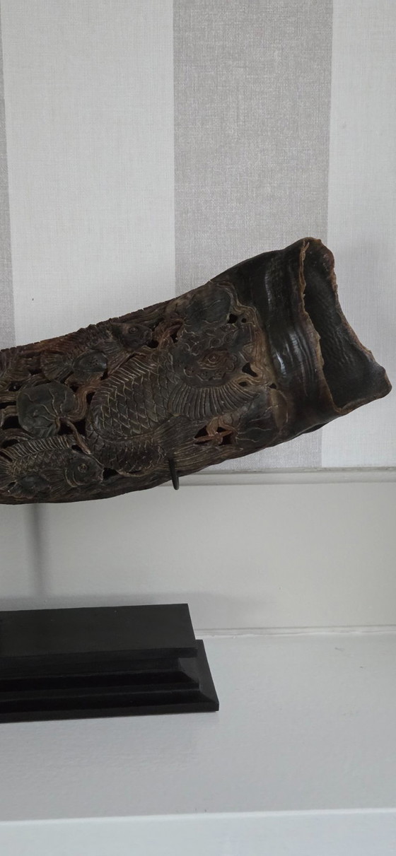 Image 1 of Grote, fijn bewerkte buffelhoorn (ref. 4119)