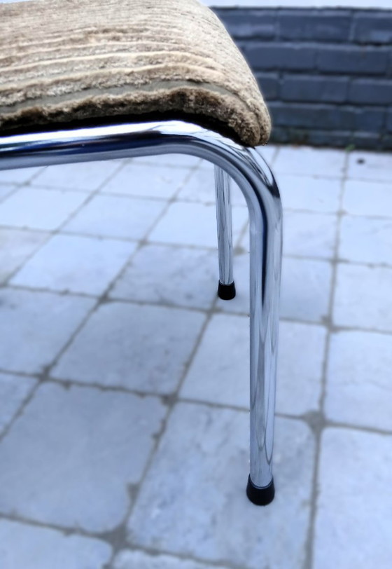 Image 1 of 4x Retro-Stühle / aus Metallrohr und Cord