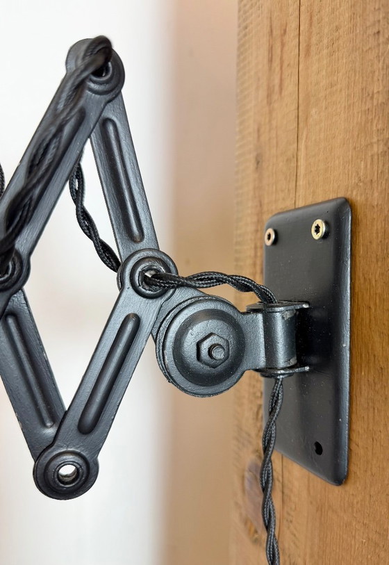 Image 1 of Black Industrial Bauhaus Scissor Wall Lamp from Kaiser Idell, 1930s