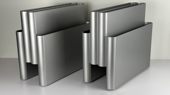 Image 1 of 2 x Kartell design magazine holder Giotto Stoppino silver-grey metallic