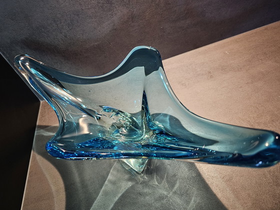 Image 1 of Coupe en turquoise du Val Saint Lambert.