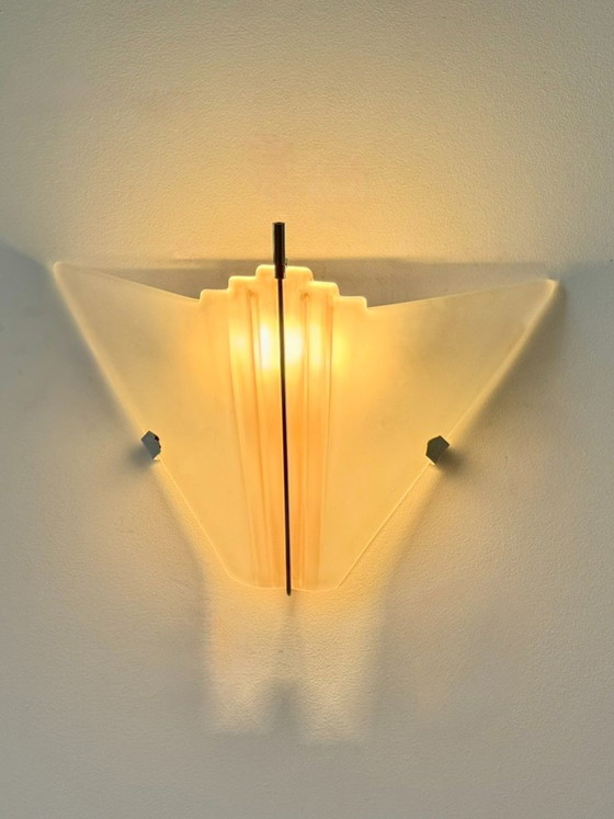 Coppia di applique vintage in vetro di Murano e metallo cromato, Italia, 1970. – Glass, Murano Glass (photo 2 of 6)