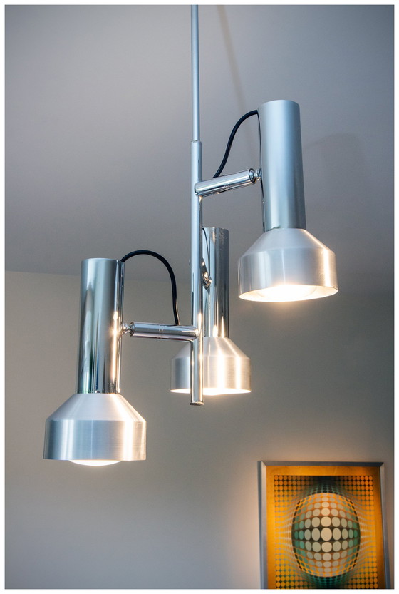 Image 1 of Design-Hängeleuchte space age 1970, 3 verstellbare verchromte Spots
