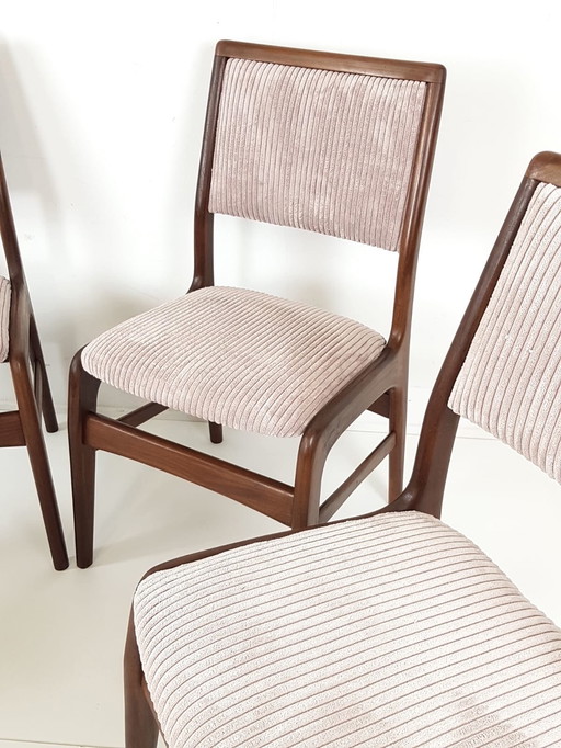 4 vintage teak chairs dining table pink new upholstered