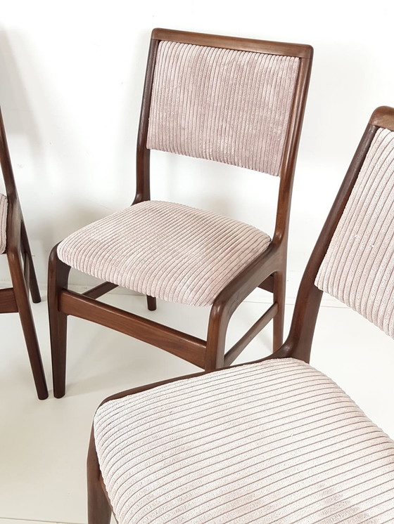 Image 1 of 4 vintage teak chairs dining table pink new upholstered