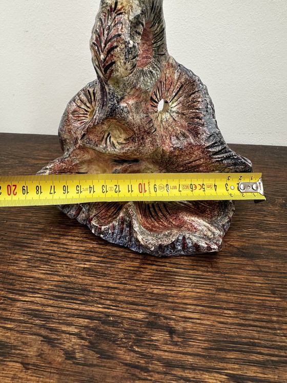 Image 1 of Organic Shaped Candle Holder - Signed Vintage Ceramic