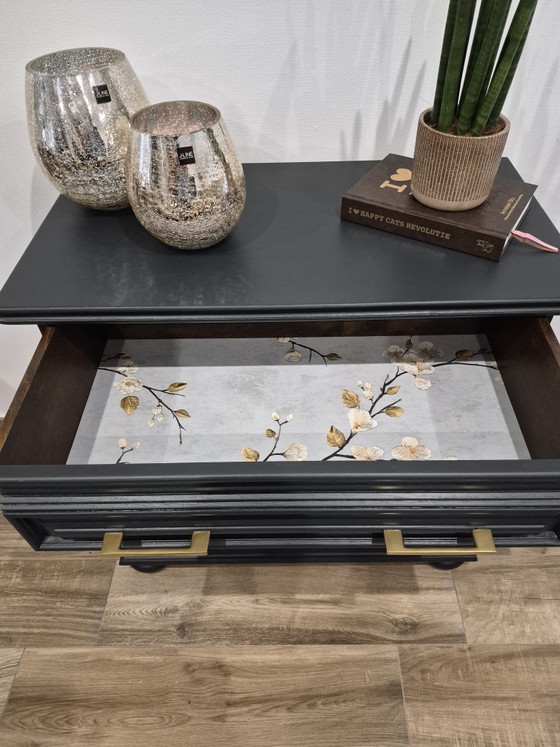 Restyled Cabinet Black-Gray with Gold-Colored Hardware – Chest of drawers, Wood (photo 5 of 6)