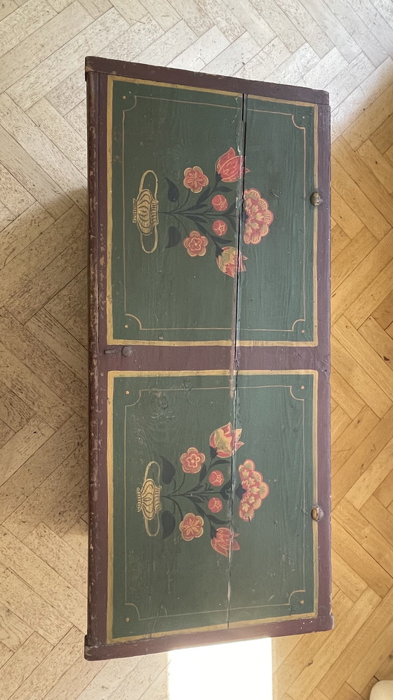 Image 1 of Cassapanca antica dipinta a mano