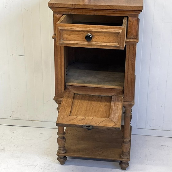 Image 1 of Antique tall French brocante bedside table hallway cabinet