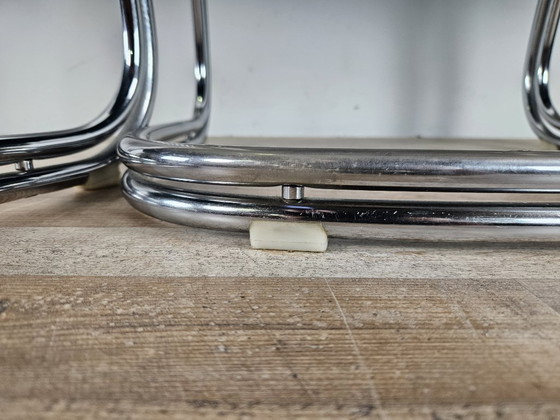 Image 1 of Quattro sedie tubolari degli anni '70 rivestite in velluto blu