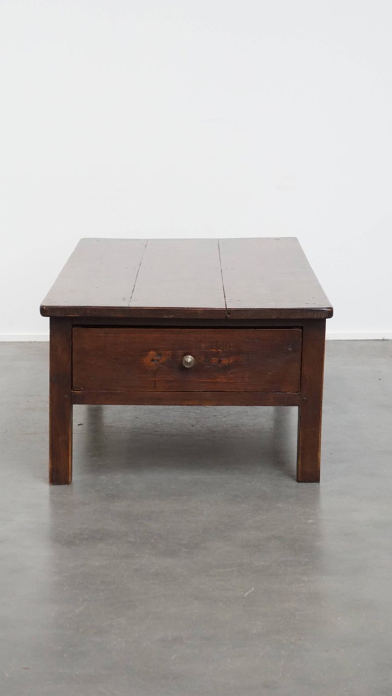Image 1 of Antique French fruitwood coffee table with 5 drawers