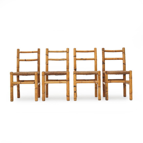 Image 1 of 4 sillas de ratán y paja tejida, años 60