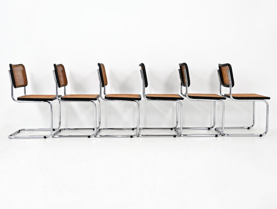 Image 1 of Eetkamerstoelen stijl B32 van Marcel Breuer, set van 6