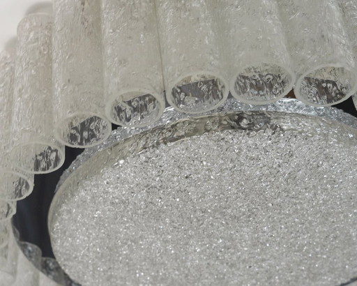 Plafonnier vintage Doria en verre glacé, style années 1960, avec 32 tubes en verre. – plafondlampen, Metal (photo 2 of 13)