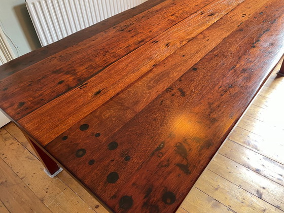 Image 1 of Rare Australian Jarrah Railway Sleeper Dining/Boardroom Table – Reclaimed Solid Hardwood – 2.2m