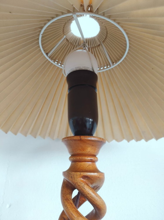 Image 1 of Vintage wooden Scandinavian sculpture table lamp