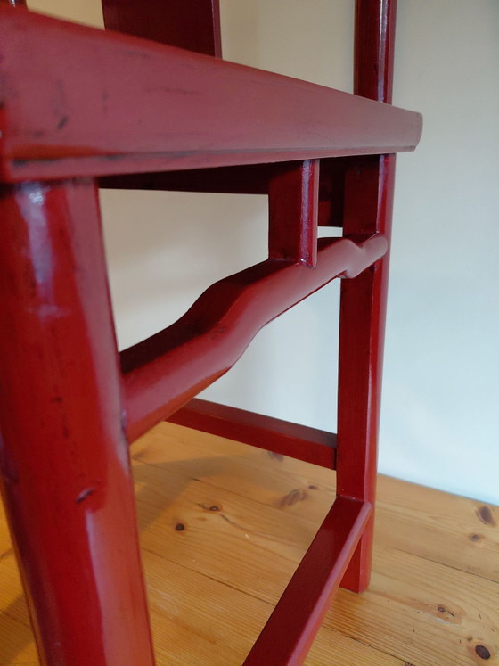 Set di 6 sedie asiatiche stile Ming laccate rosse, Sedie da pranzo, Rattan, Legno, Rosso (foto 8 di 10)