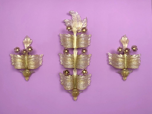 3x Barovier y Toso Wandleuchter