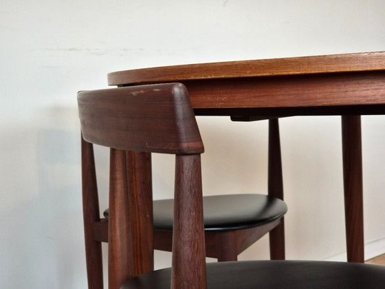 Roundette Teak Extendable Dining Set by Hans Olsen for Frem Røjle, Denmark 1960s – Wood, Skai (photo 15 of 29)