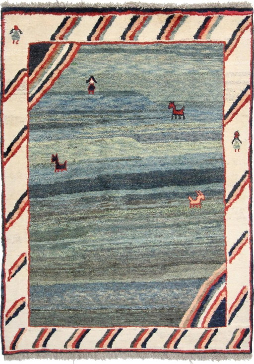 Original Perserteppich Gabbeh Ghashghai Orientteppich 161 cm x 113 cm Alt Natur