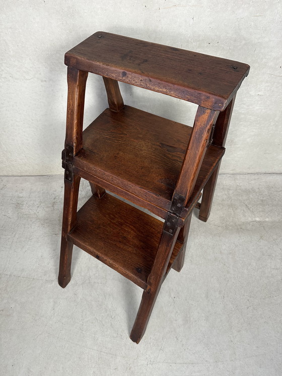 Image 1 of Sgabello/sedia antico da biblioteca