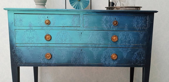 Image 1 of Antica cassettiera inglese in legno "Aqua