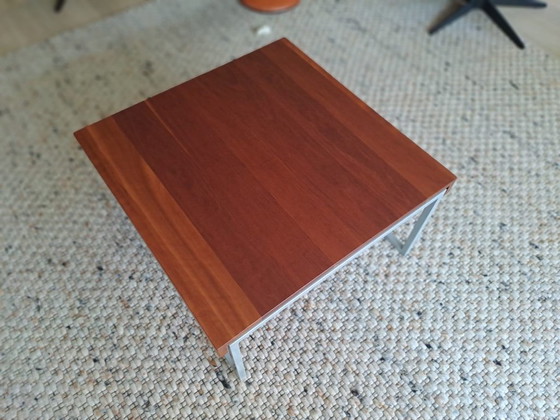 Square coffee table with wooden top and metal base, Brown, Modern (photo 3 of 5)