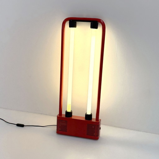 Red Double Neon Lamp by Gian N. Gigante for Zerbetto, 1980s