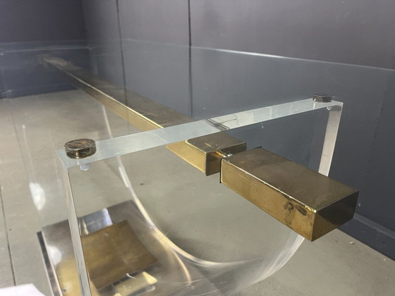 Image 1 of Vintage lucite and brass dining table, 1970s