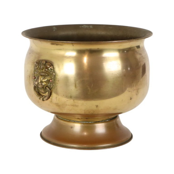 Oude Jardinière Bloempot Messing Leeuwenkopjes Begin 20ste – Plantenbak, Brass (photo 7 of 15)