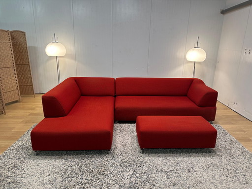 Leolux Faya Lobi Corner Sofa + Hocker (Red)