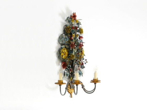 Image 1 of Immense et magnifique applique murale en métal doré et peint à la main, datant des années 1960, signée Hans Möller.