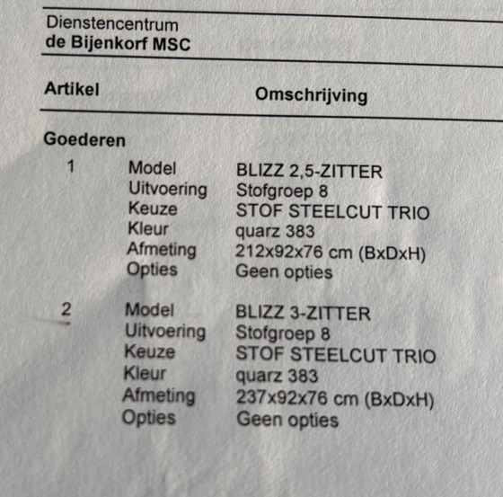 Image 1 of Design On Stock BLIZZ sofas: 2.5-seater and 3-seater Steelcut Tr
