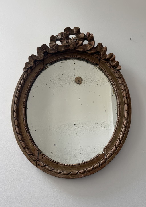 Antique Louis XVI Oval Knot Mirror