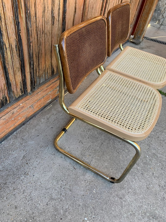 Marcel Breuer "1970 Cesca" chairs set of 2 – Sedie da pranzo, Cromo, Ottone, Bauhaus (photo 3 of 8)